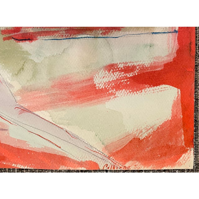 MCM painting on paper by artist Robert Colborne (1931-2002) of New York. Signed and dated lower right, estate stamp on the...
