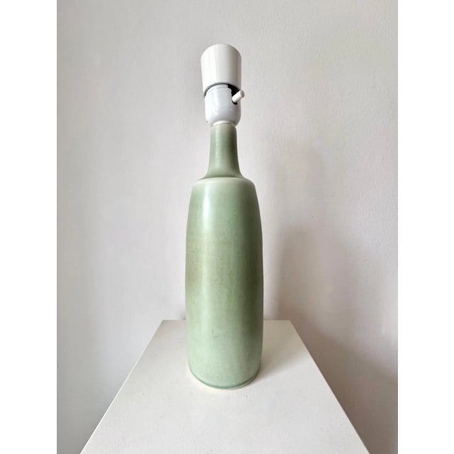 Vintage Lime Green Hare Fur Glazed Stoneware Table Lamp from Søholm, 1970s For Sale - Image 6 of 6