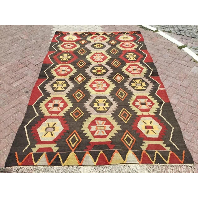 Vintage Turkish Kilim Rug - 68.5" X 110" For Sale - Image 9 of 9