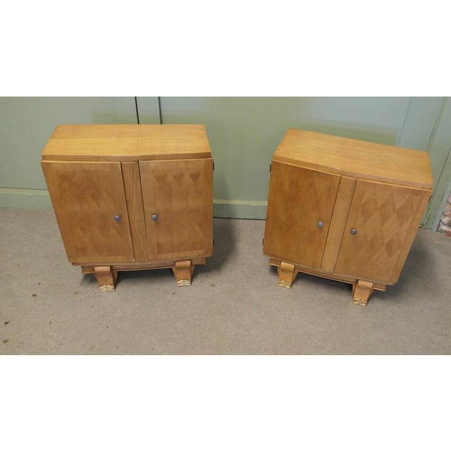 Art Deco Bedside Lockers in Golden Ash, 1920, Set of 2 For Sale - Image 3 of 7