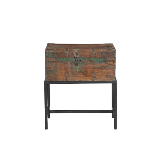 Farmhouse Vintage Anglo-Indian Teakwood Chest on Iron Legs For Sale - Image 3 of 4