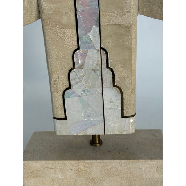 1980s Vintage 1980's Tessellated Stone & Brass Decorative Kimono Sculpture by Maitland Smith For Sale - Image 5 of 11