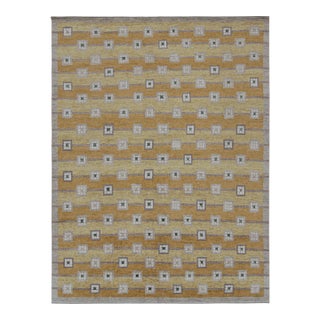 Rug & Kilim’s Scandinavian Style Custom Rug in Gold, Beige-Brown Geometric Patterns - 12x15 For Sale