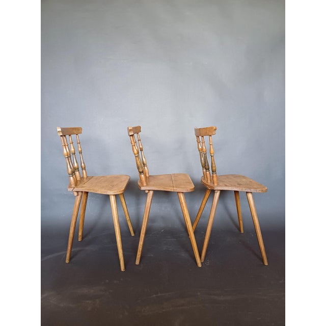 Antique Slovenian Alps Farm Chairs, 1930s, Set of 3 For Sale - Image 3 of 9