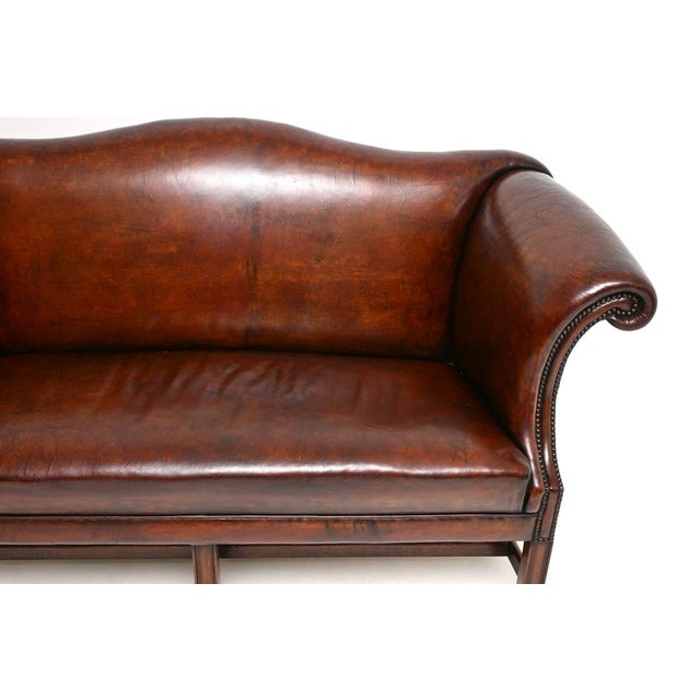 Antique Leather Hump Back Sofa, 1920s For Sale - Image 9 of 13