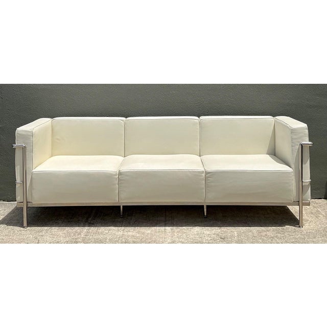 Vintage Chrome Frame Sofa After Le Corbusier For Sale - Image 11 of 17