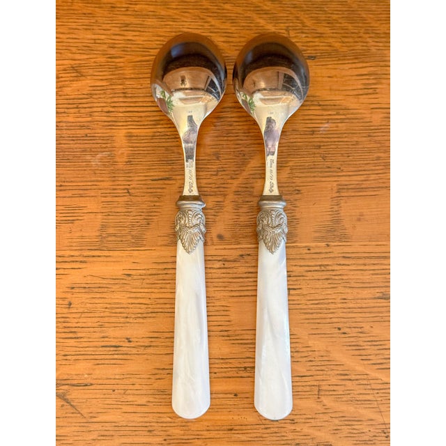White Eme Italian Faux Mother of Pearl Stainless Flatware For Sale - Image 8 of 11