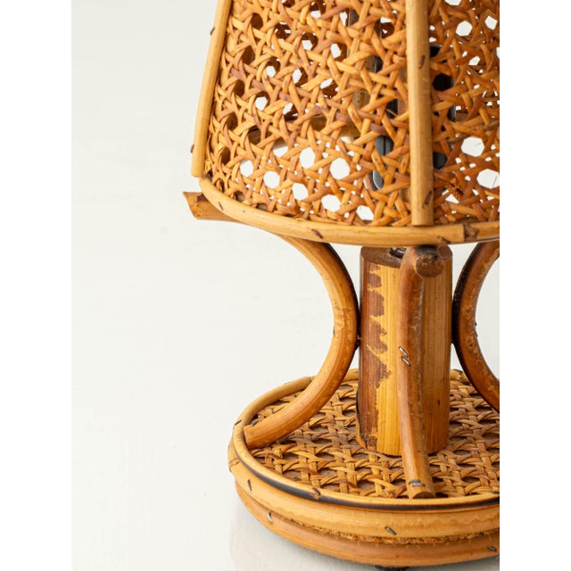 Wood French Riviera Bamboo Rattan Table Lamps, 1960s, Set of 2 For Sale - Image 7 of 14