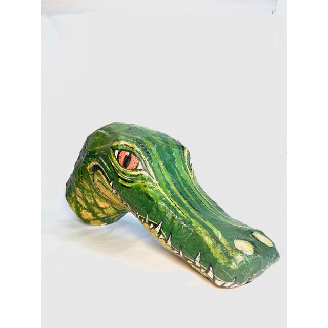 Vintage Paper Mache Alligator Head Sculpture For Sale - Image 9 of 9