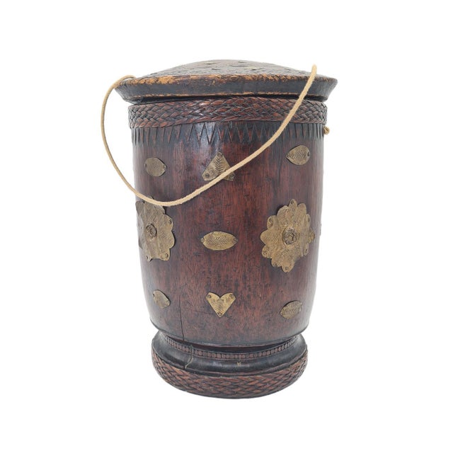 Indian Wooden Measuring Cup with Brass Inlays, 1930s For Sale - Image 14 of 14