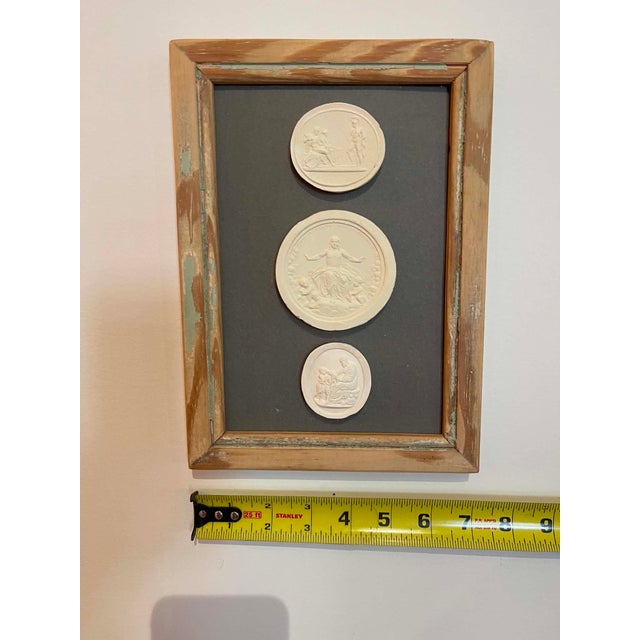 English Italian Plaster Intaglios in 1880s Pine Frame For Sale - Image 3 of 7