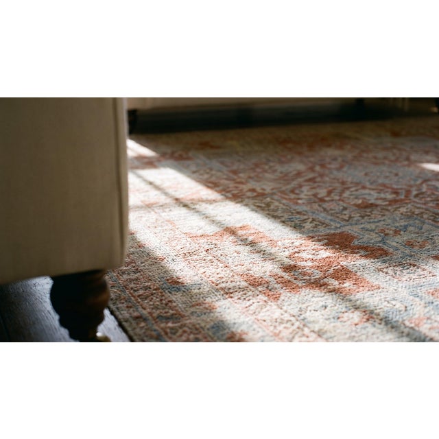 1920s Gray Salmon Geometric Tribal Antique Indian Agra Cotton Rug 4'0"x 7'2" Handknotted Wool Carpet For Sale - Image 9 of 9