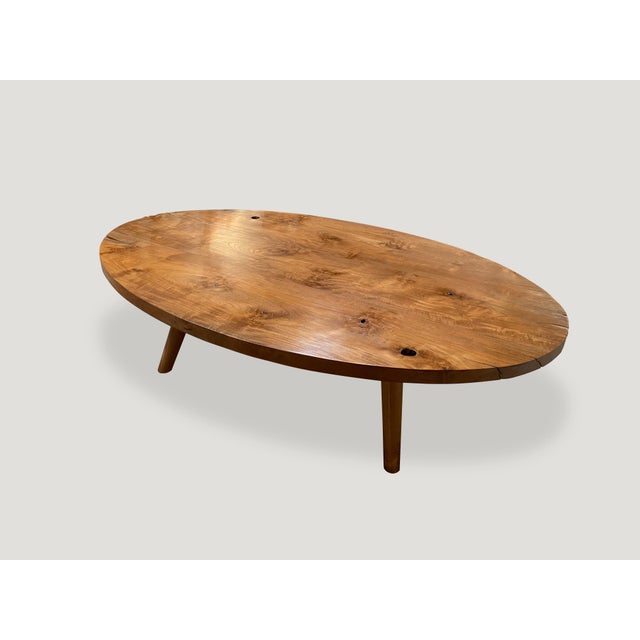 Andrianna Shamaris Mid Century Style Reclaimed Teak Wood Oval Coffee Table For Sale - Image 18 of 18