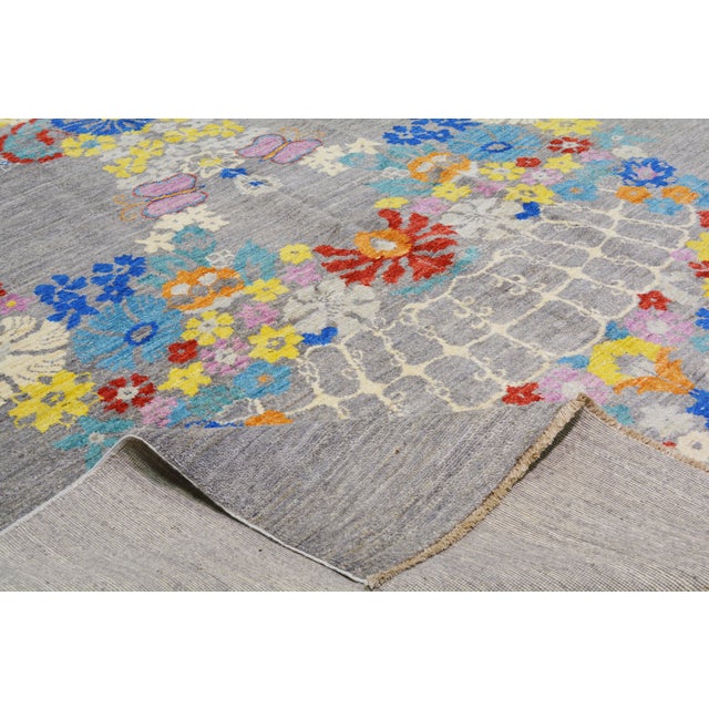 Indian Modern Hand Knotted Wool Rug,9'X12'4" For Sale In New York - Image 6 of 6