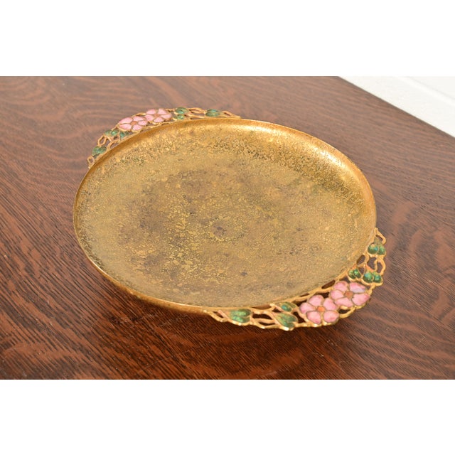 Louis Comfort Tiffany Furnaces Favrile Bronze Doré and Enamel Footed Centerpiece Bowl or Tazza For Sale - Image 12 of 12