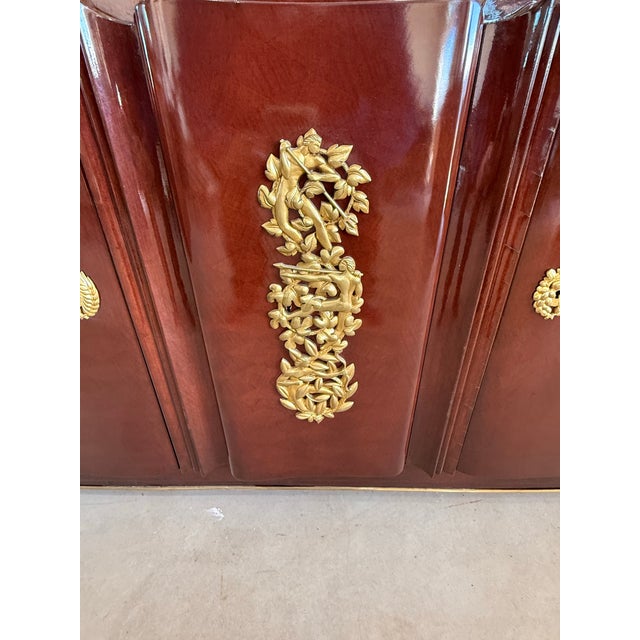 Masterpiece French art deco sideboard sign by Jules Leleu 1930s with extensive wood each side of this piece features a...