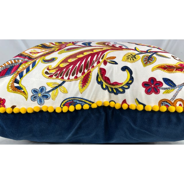 20" Square Decorative Throw Pillow With a Striking Modern Paisley Floral Pattern With a Needlepoint Look Appearance - Made in the U K For Sale - Image 10 of 12