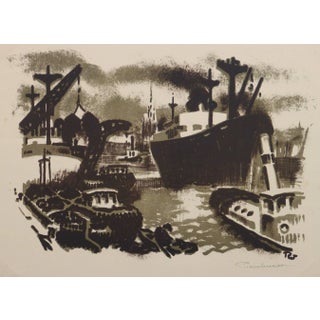 Vintage French Seascape - the Shipyard For Sale