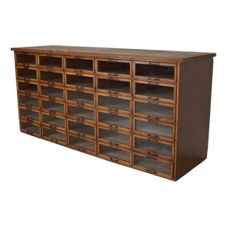 Vintage Dutch Oak Haberdashery Shop Cabinet, 1930s For Sale