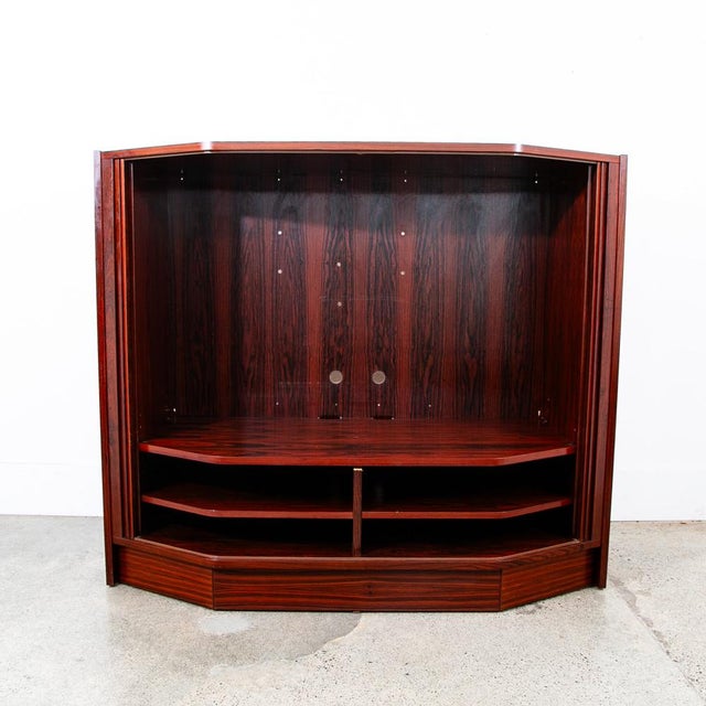 1960s Mid Century Danish Modern Credenza Sideboard Rosewood Tambour Door Drawers For Sale - Image 4 of 12
