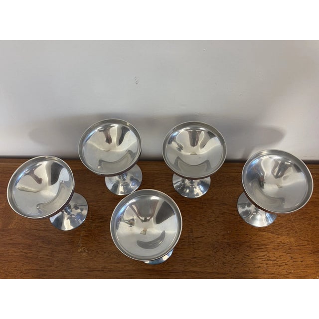 Spanish Vintage Spanish Plator Silverstone Silverplate Champagne Goblets, Set of 5 For Sale - Image 3 of 18