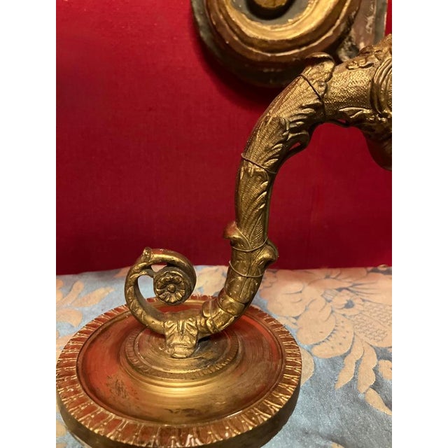 Gold Italian Louis XVI Gilt Bronze Single-Arm Wall Light Sconces, Set of 2 For Sale - Image 8 of 12