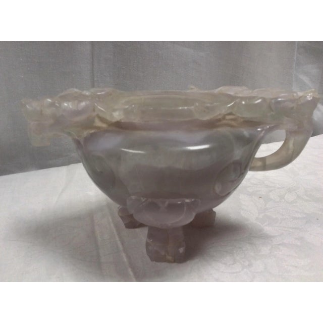 Chinese Chinese Carved Agate Dragon Decorated Vessel For Sale - Image 3 of 6