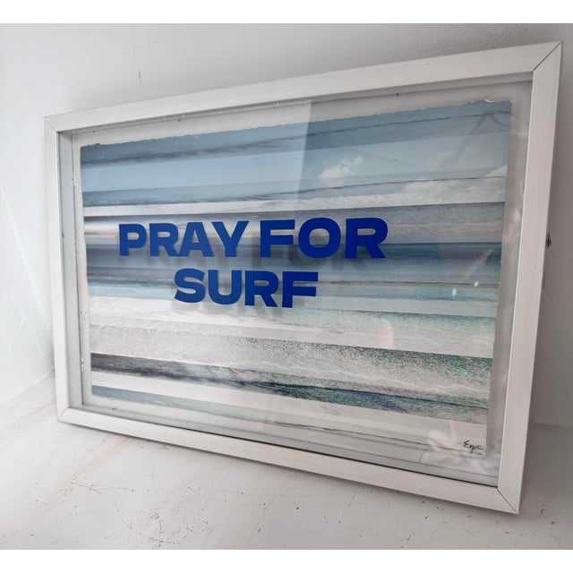 Vintage Pray for Surf Mixed Media Original Artwork - Signed For Sale In Charleston - Image 6 of 11