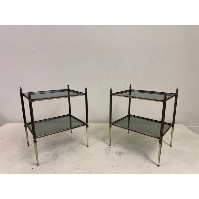 Silver French Nickel-Plated Brass Side Tables, 1960s, Set of 2 For Sale - Image 8 of 16