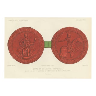 Ferdinand Séré, Red Wax Seal of the Fifteenth Century, Rouen, 1851, Chromolithograph For Sale