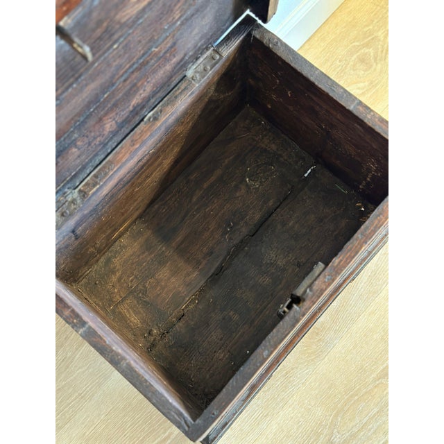 Brown Rare Early 18th Century Italian Walnut Chest/Trunk For Sale - Image 8 of 9