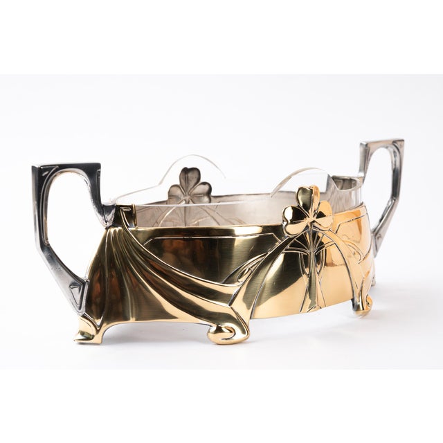 Jugendstil Centerpiece in Alpaca and Brass with Glass, 1908 For Sale - Image 13 of 15