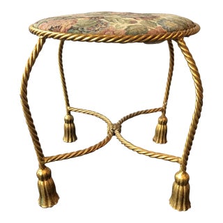 1960s Italian Gilt Iron Tassel Bench For Sale