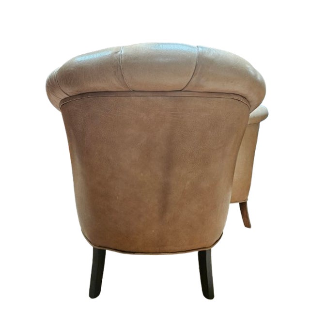 Vintage Chesterfield Leather Club Chairs in Tan Cognac, 1980s, Set of 2 For Sale - Image 3 of 8