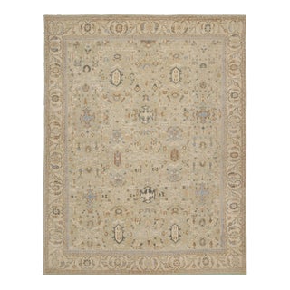 2010s Rug & Kilim’s Oushak Style Rug in Blue and Beige-Brown Floral Patterns For Sale