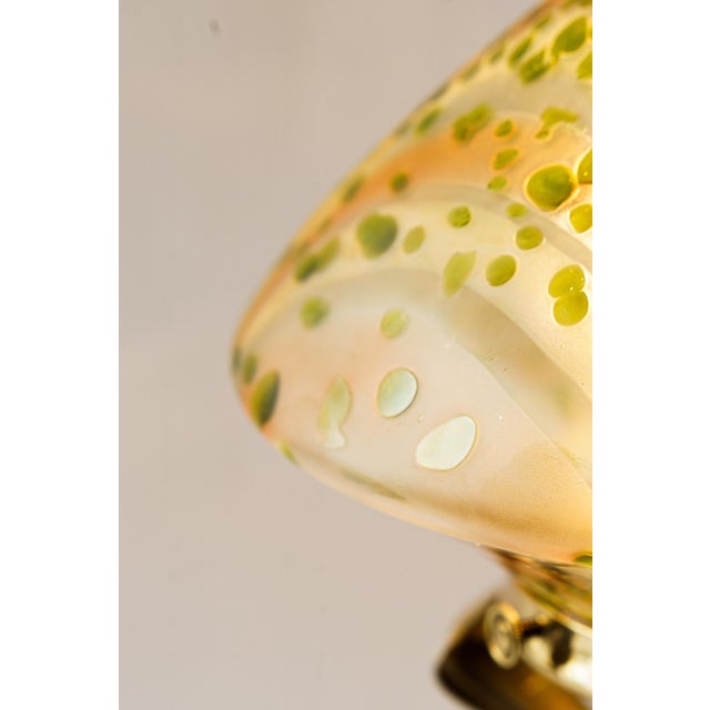 Gold Antique Table Lamp with Loetz Glass Shade, 1908 For Sale - Image 8 of 17