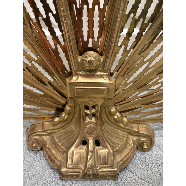 Traditional Peacock Brass Fireplace Screen For Sale - Image 3 of 9