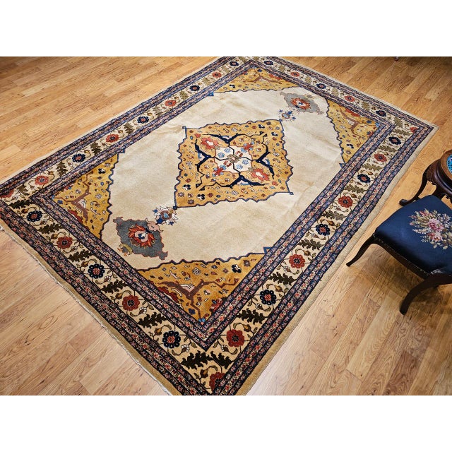 Vintage Indian Agra Carpet, Handwoven Wool Pile, Open Field Design, 8' x 11' For Sale - Image 10 of 18