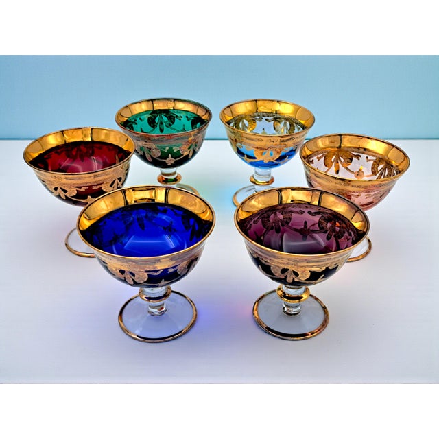 Gold Colored Murano Glass Cups from Manifattura Di Murano, 1970s, Set of 6 For Sale - Image 8 of 9