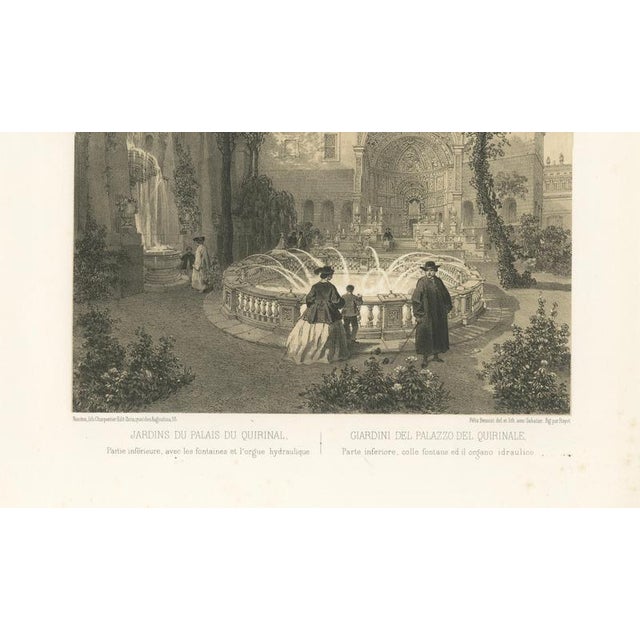 Benoist, Gardens of the Quirinal Palace, Rome Fountain Scene, 1868, Print For Sale - Image 4 of 10