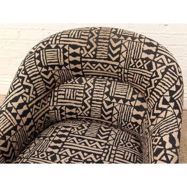 Vintage Postmodern Geometric Club Chair in Black & Tan For Sale In Los Angeles - Image 6 of 10