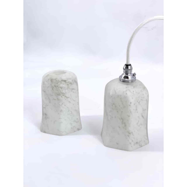 1920s White and Marbled Grey Pendant Lamp, 1920s For Sale - Image 5 of 9