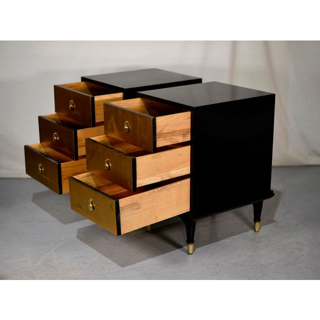 1960s Chinoiserie Hand Painted Gold Leaf Nightstands by Johnson