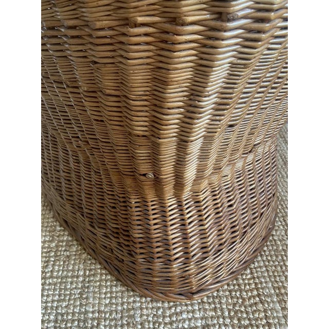 Sculptural French Barrel Wicker Chair in Woven Rattan and Willow, 1960s For Sale - Image 9 of 13