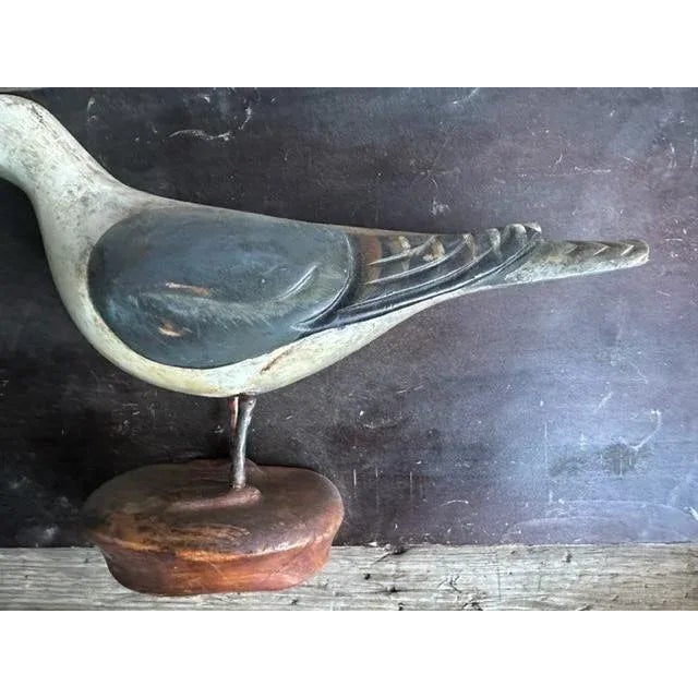 Cabin 1900 American Folk Art Wood Carved Seagull on Board For Sale - Image 3 of 9