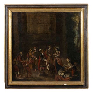 Unknown, The Market, Original Oil on Canvas, 18th Century, Framed For Sale