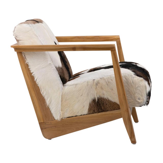 Mid-Century Modern Brown & White Deco Cow Chair For Sale - Image 3 of 6