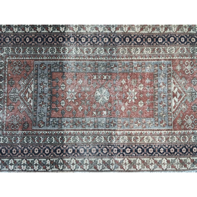 Brown Handmade Vintage Distressed Turkish Rug For Sale - Image 8 of 11