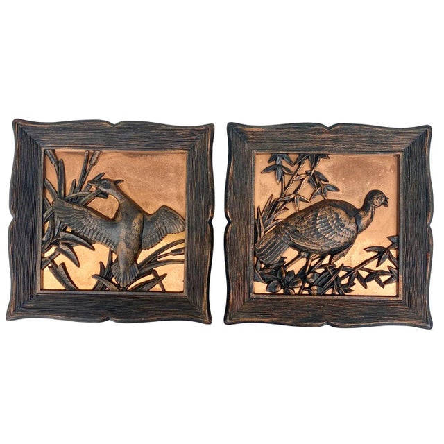 Mid-Century Coppercraft Gilded Wall Hanging Bird Plaque Sculpture - a Pair For Sale - Image 11 of 11