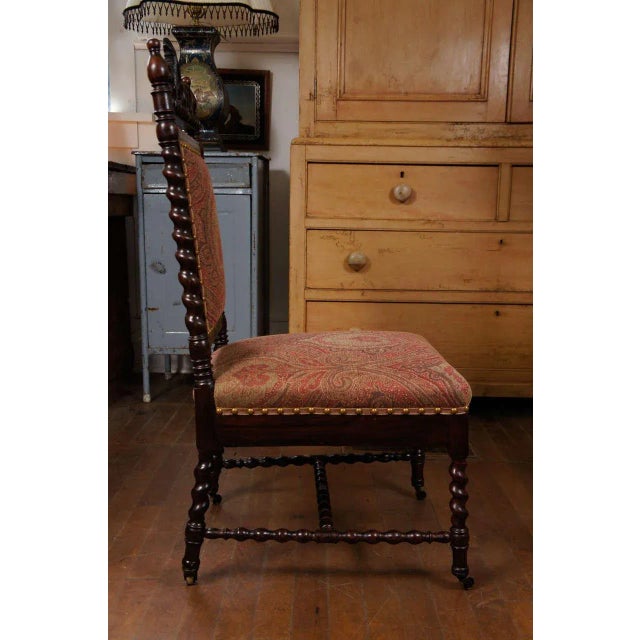 Gothic Revival Walnut Side Chair on Casters For Sale - Image 4 of 11